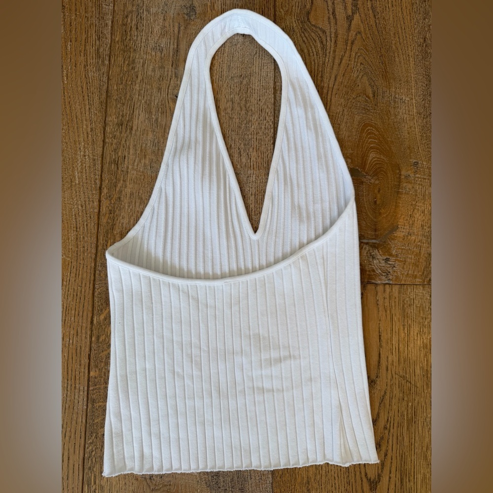 White Ribbed Halter Top size medium - Picture 3 of 3